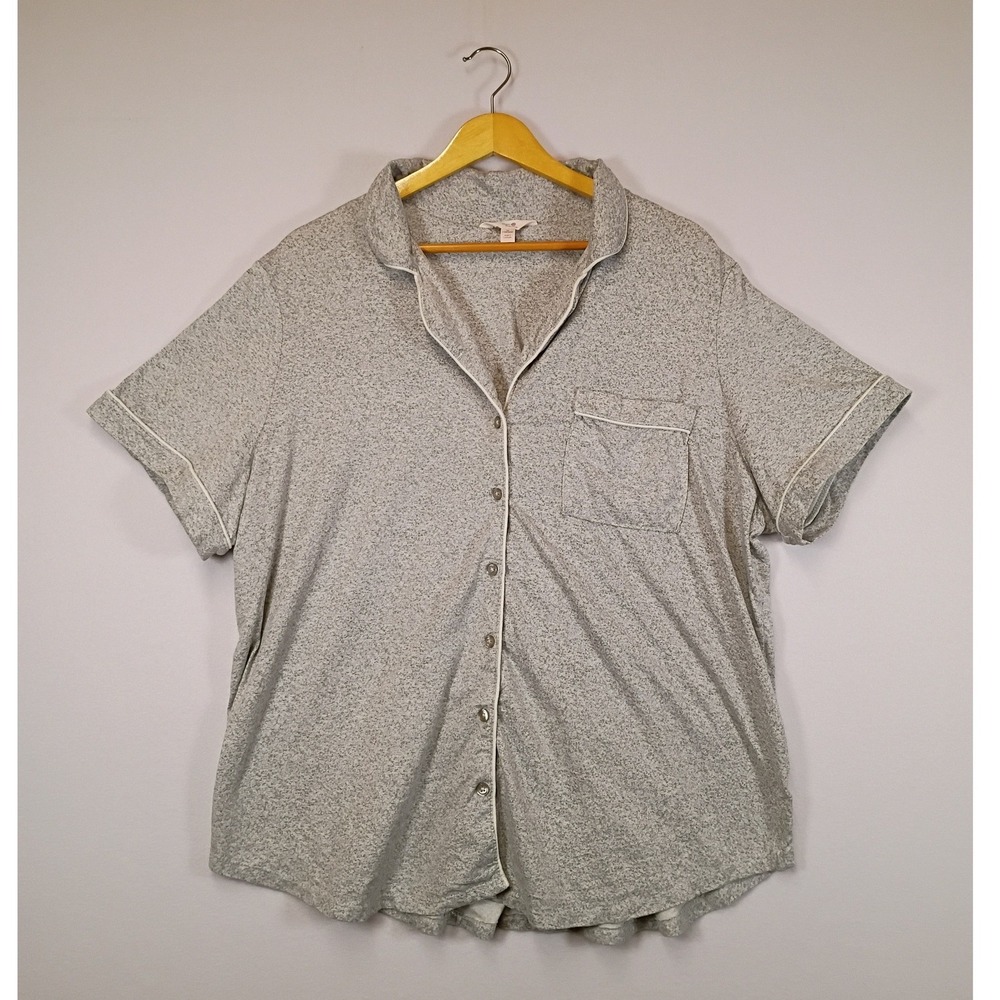 Cozy Secret Treasures Womens 2X Grey Button Down Pajama Top ST12310SH